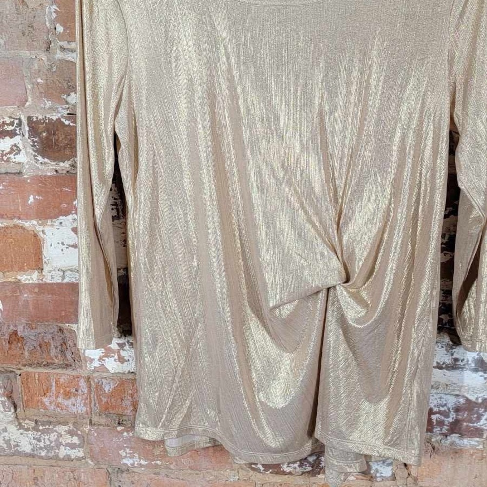 Sami & Jo Gold 3/4 Sleeve Blouse with Tie Front